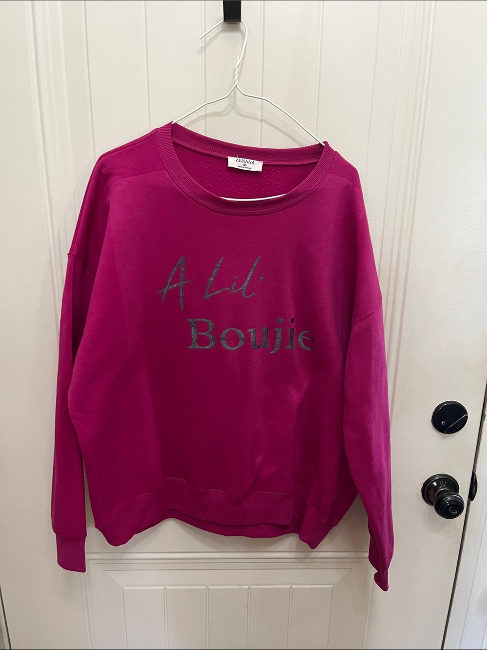Zenana Outfitters Fuchsia "A Lil' Boujie" Crewneck Sweatshirt